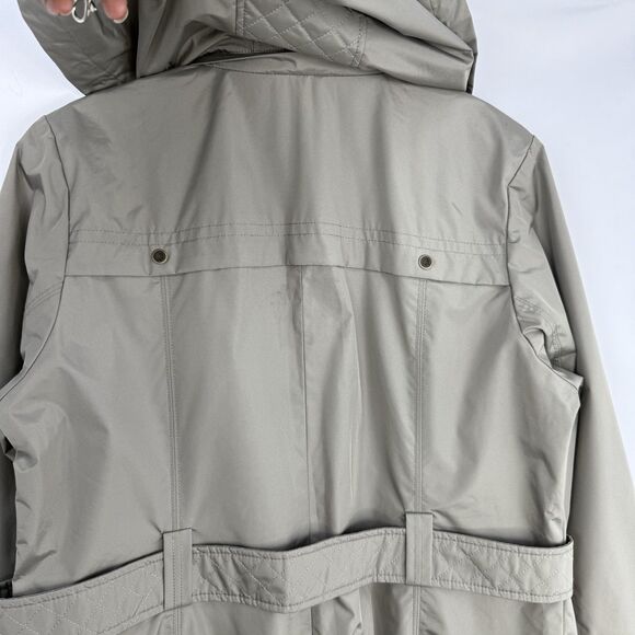 Liz Claiborne NY Green Lined Rain Windbreaker Coat Hooded Coat Womens Size M - Picture 15 of 16